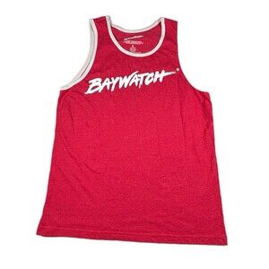 Baywatch Malibu Beach PatrolTank Top Red Ringer  Size Large